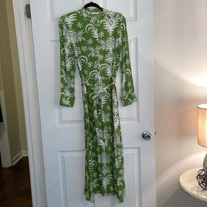 Zara green and cream printed maxi dress